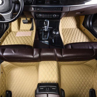 Cheap Beige Luxury Leather Diamond Car Mats UK