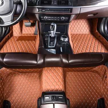 Cheap Brown Luxury Leather Diamond Car Mats UK