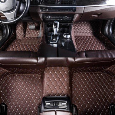 Cheap Dark Brown Luxury Leather Diamond Car Mats UK