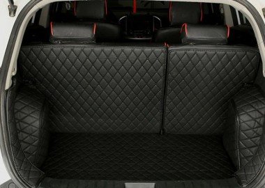 Cheap Black and Black Stitching Full Cover Luxury Leather Diamond Trunk Car Mats UK