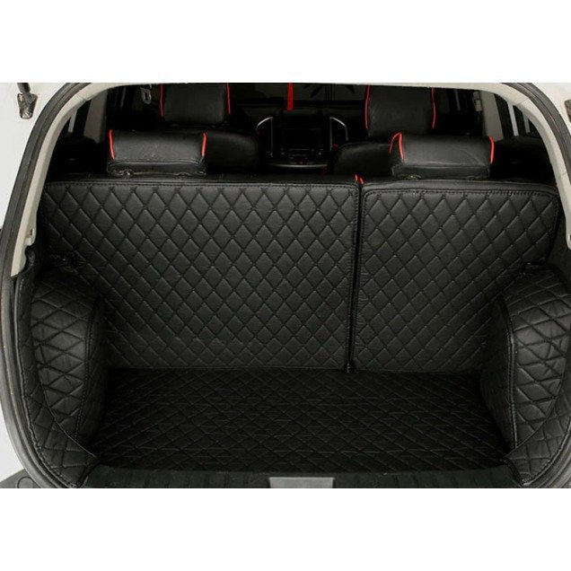 Cheap Black and Black Stitching Full Cover Luxury Leather Diamond Trunk Car Mats UK