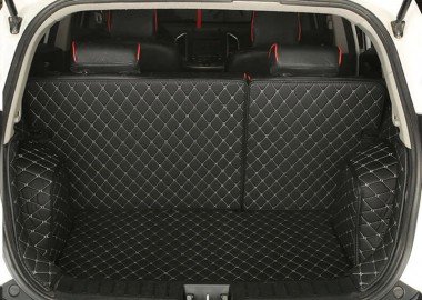 Cheap Black and White Stitching Full Cover Luxury Leather Diamond Trunk Car Mats UK