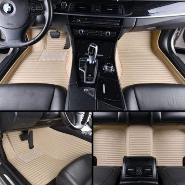 Cheap Beige Luxury Leather Stripe Car Mats UK