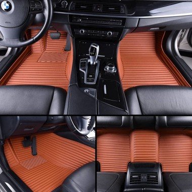 Cheap Brown Luxury Leather Stripe Car Mats UK