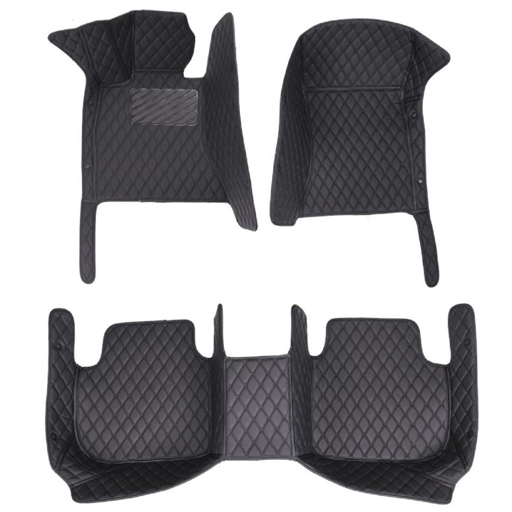 Black and Black Stitching Luxury Leather Diamond Car Mats for Mini Cooper Peaceman