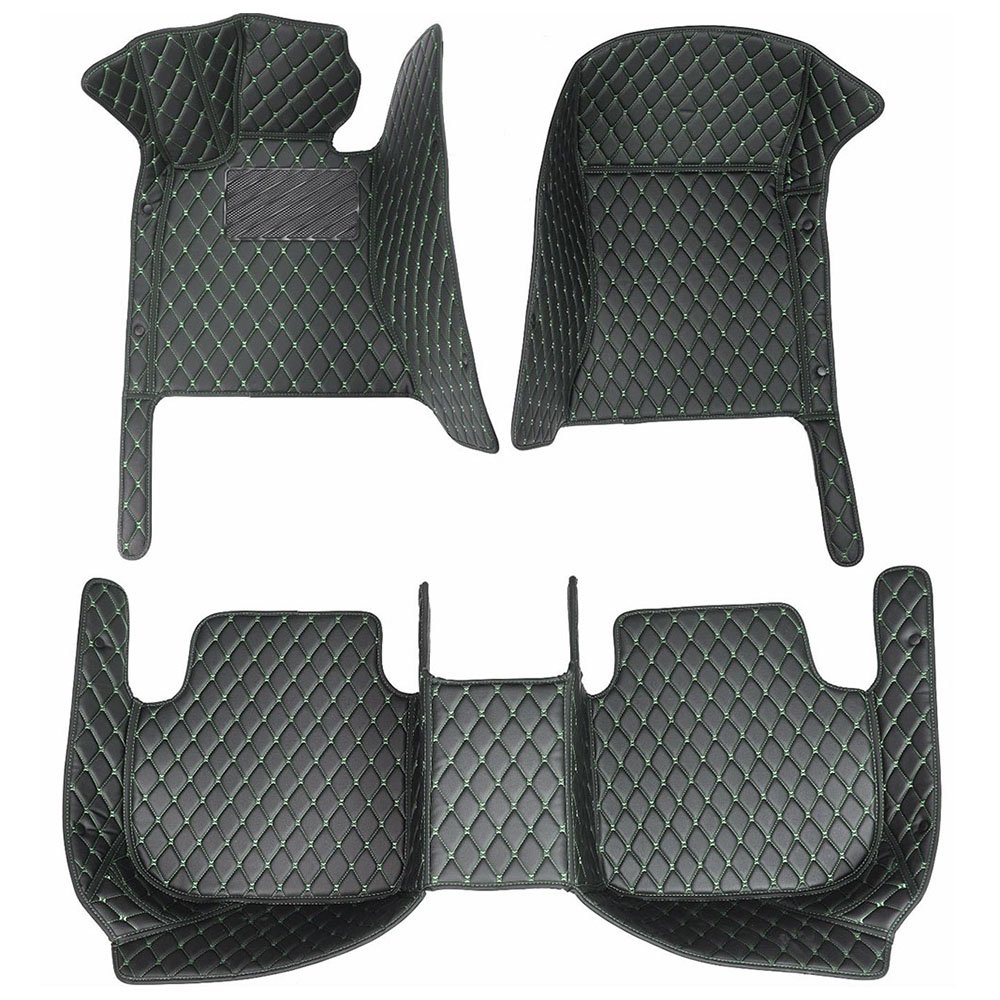 Black and Green Stitching Luxury Leather Diamond Car Mats for Nissan GT-R