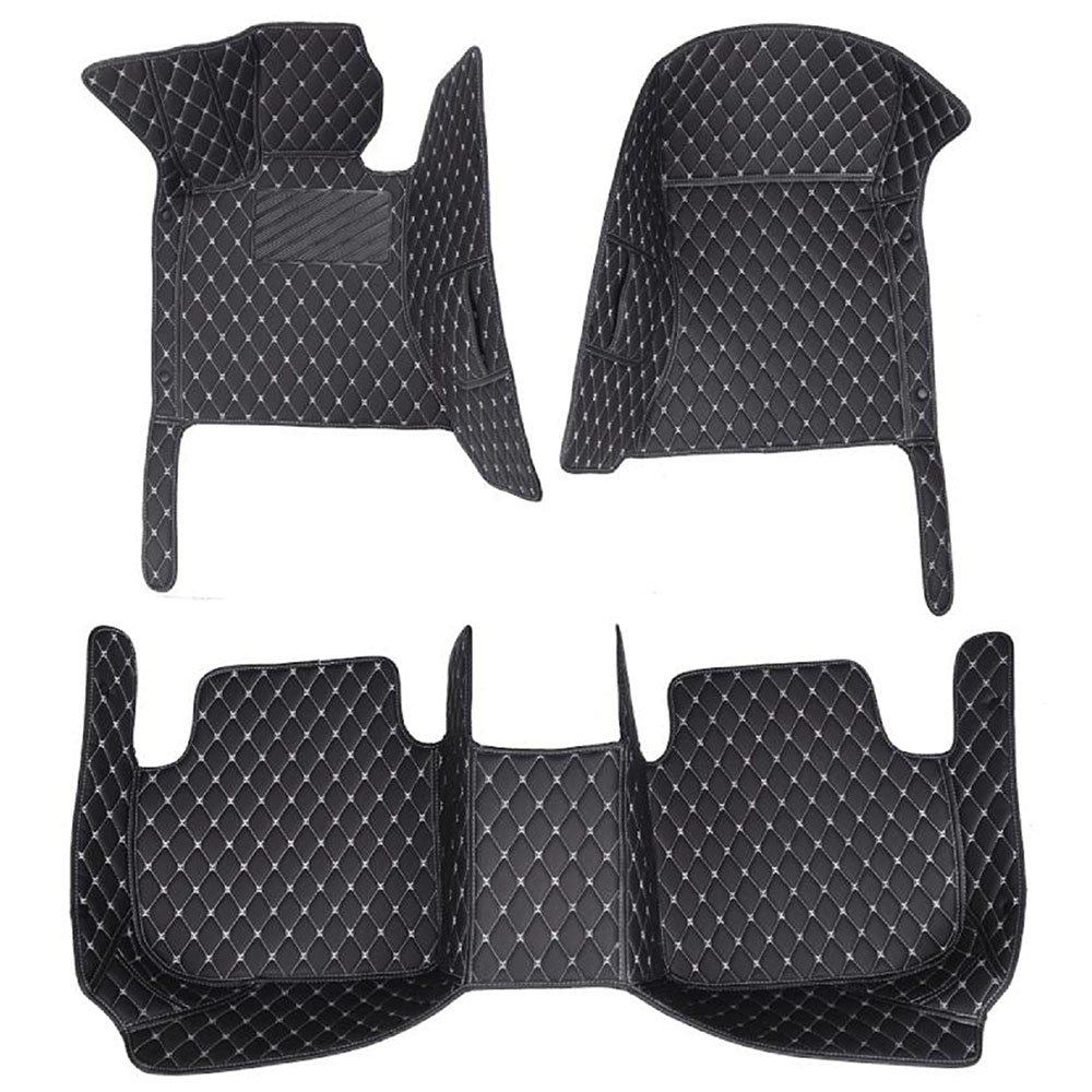 Black and White Stitching Luxury Leather Diamond Car Mats for Nissan Altima / Teana