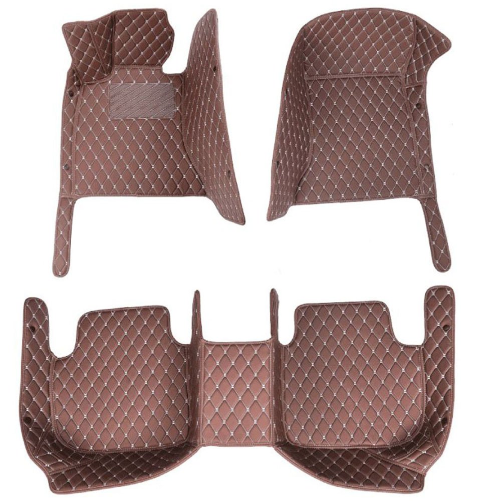 Dark Brown Luxury Leather Diamond Car Mats for Volkswagen UP