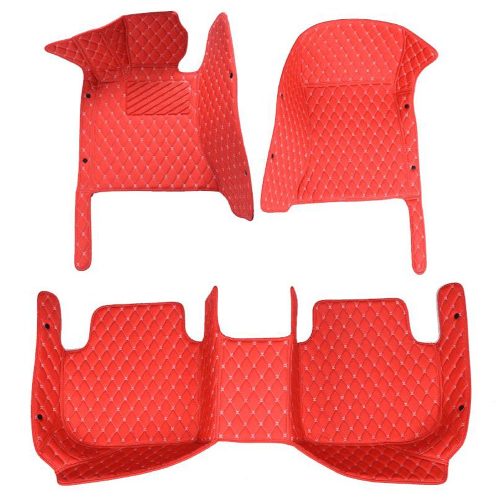 Red Luxury Leather Diamond Car Mats for Ford Fiesta