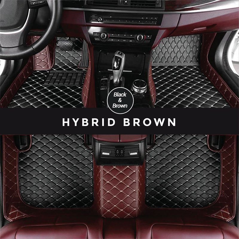 Black and Brown Hybrid Mode Premium Diamond Car Mats for Ford Edge