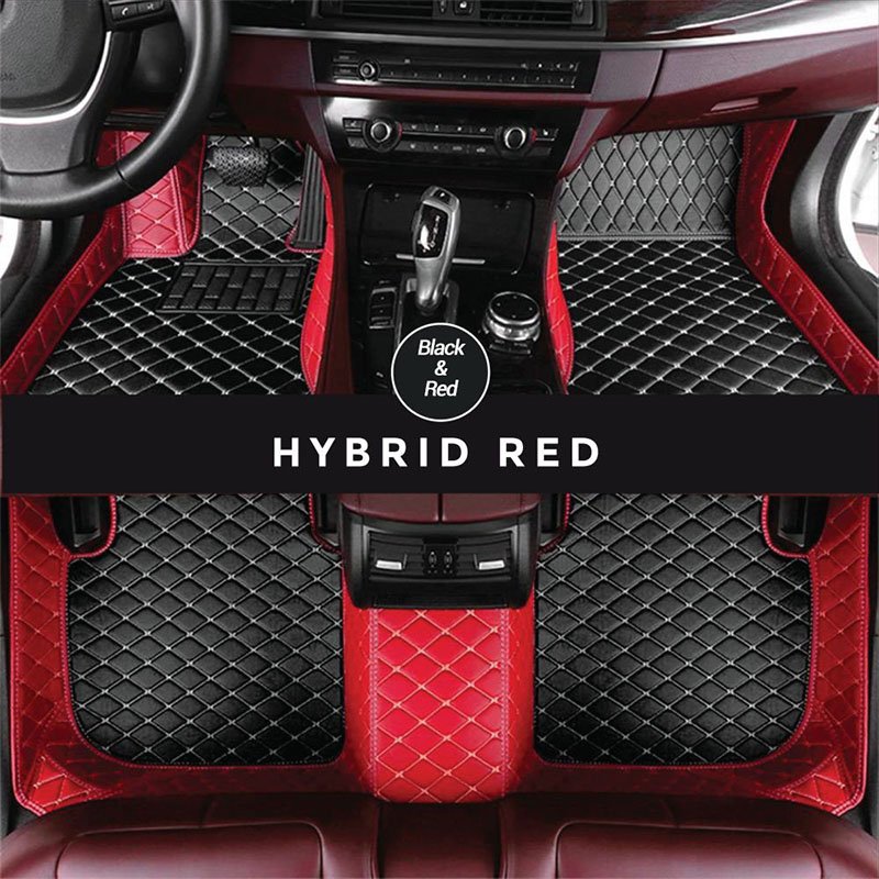 Black and Red Hybrid Mode Premium Diamond Car Mats for Nissan Fuga